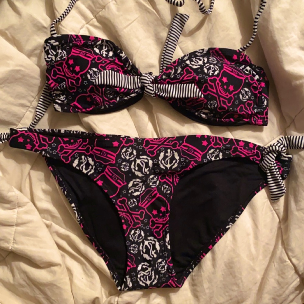 abbey dawn sailor skull bikini set